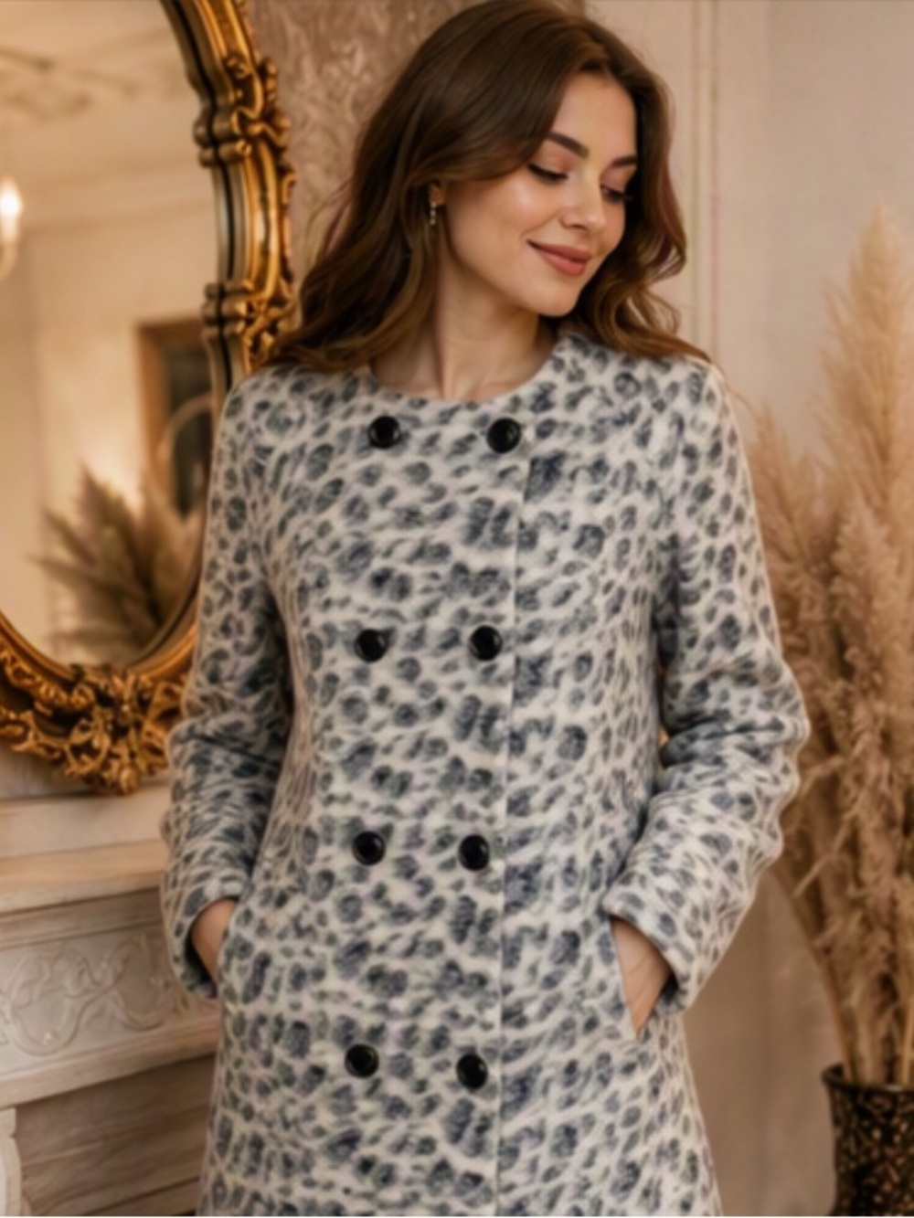 🌷CLEMENTS Ribeiro🌷Leopard Print Wool Coat - Picture 2 of 15
